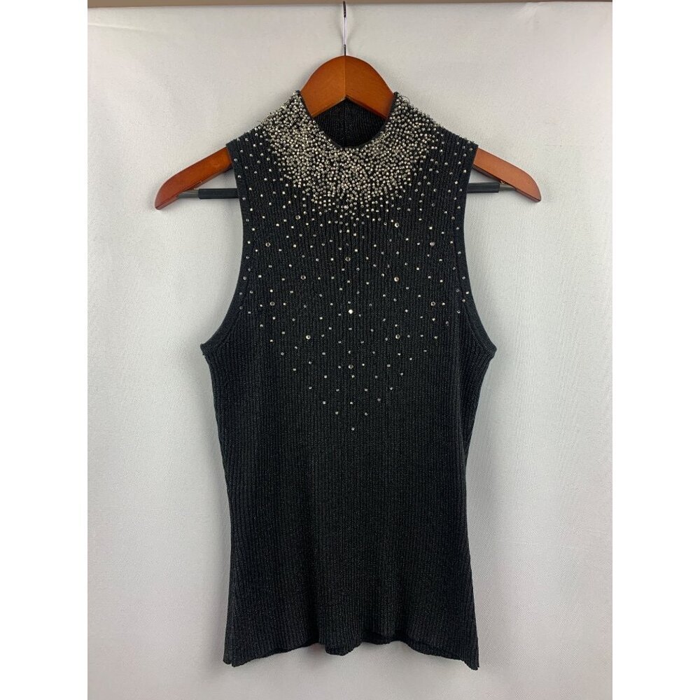 Women’s Caché Black Beaded Halter Top Size M